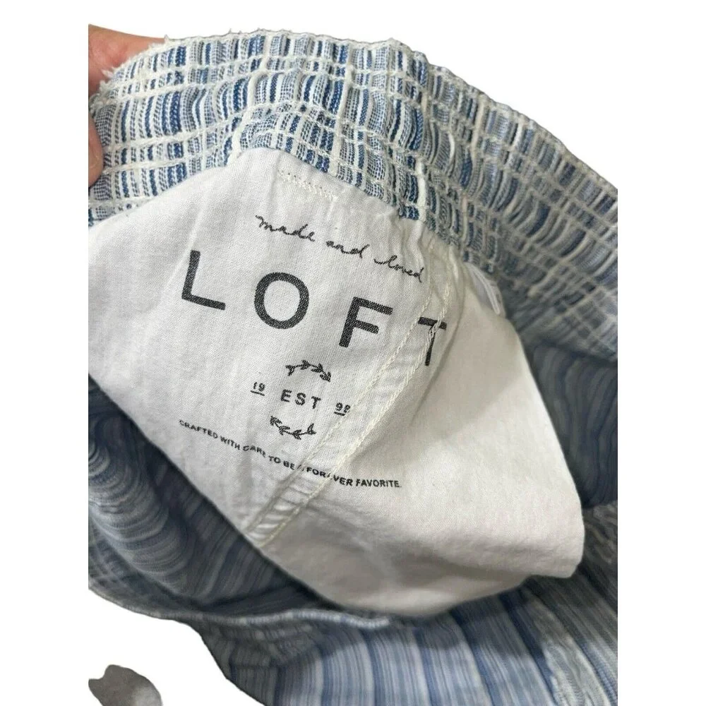 LOFT Women's XL Cotton Blend Pull On Shorts in Blue Stripe - Picture 11 of 12